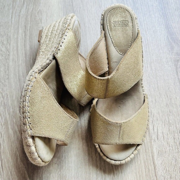 $_57.PNG?set_id=880000500F Johnston & Murphy Metallic Gold Suede Slip on Espadrille Wedges
